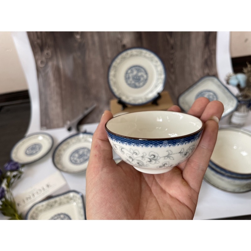 Bát cơm Bát tràng hoạ tiết hoa Quỳnh;hoạ tiết sắc nét men dầy dặn dùng được lò vi song;máy rửa bát;giao hàng an toàn