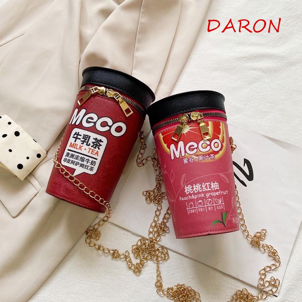 DARON Túi Đeo Chéo Da PU Hình Ly Nước Đựng Bắp Rang Bơ Thiết Kế Tinh Tế Thời Trang Cho Nữ