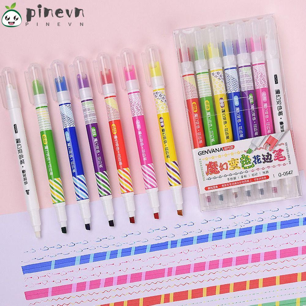 PINEVN Set 7 Bút Đánh Dấu Hai Đầu Nhiều Màu Sắc