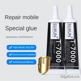 Ღ 15/25/50/110ml keo đen t7000 keo mềm sửa chữa điện thoại di động khung keo dán mặt sau màn hình lcd khung dính crack sealing keo