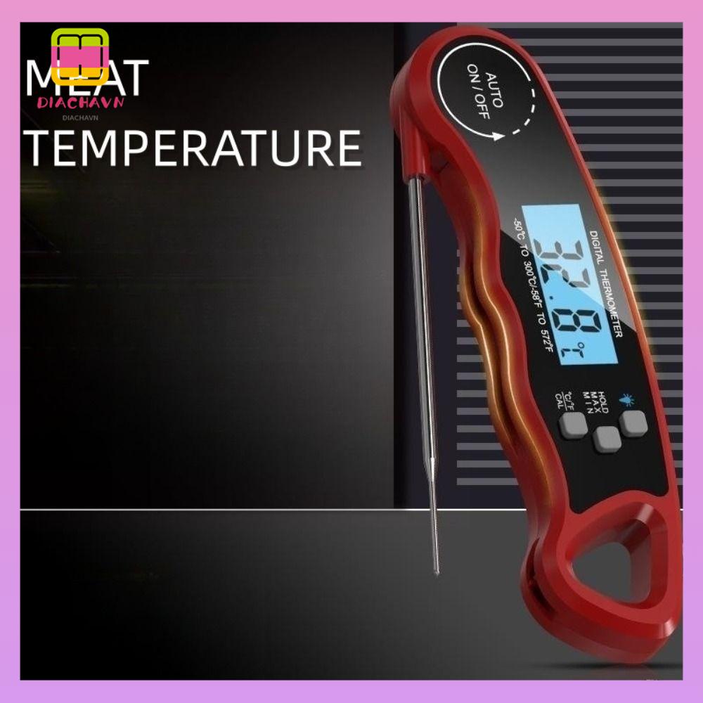 DIACHAVN Nhiệt Kế Đo Nhiệt Độ Thịt Nhanh Chóng Tiện Dụng °Phụ Kiện Chuyên Dụng Dành Cho Xe Hơi°Nhiệt Kế Kỹ Thuật Số Bằng Thép Không Gỉ Màu Đỏ + Đen Không Dây Tiện Dụng Cho Nấu Nướng