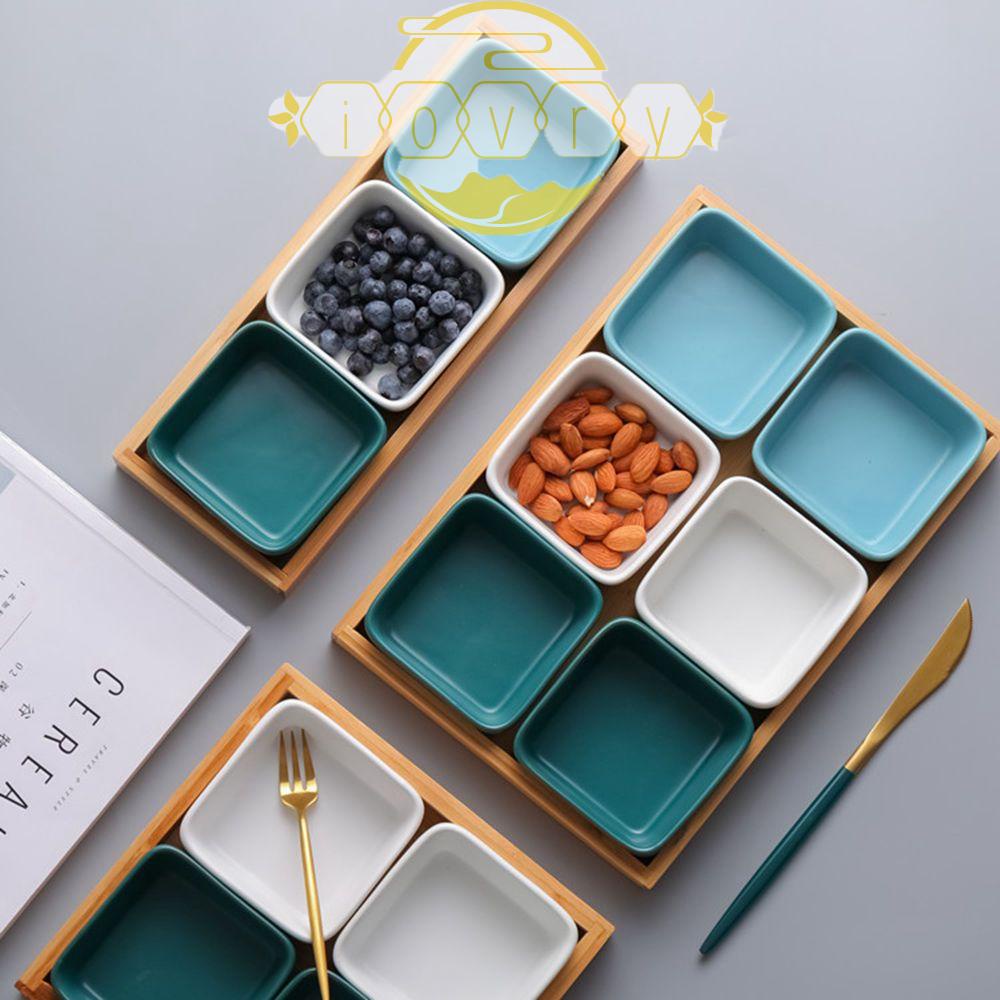 IVORY Bộ Đĩa Sứ Chia Ngăn Đựng Rau Củ Quả / Snack / Kẹo / Món Tráng Miệng Đa Năng