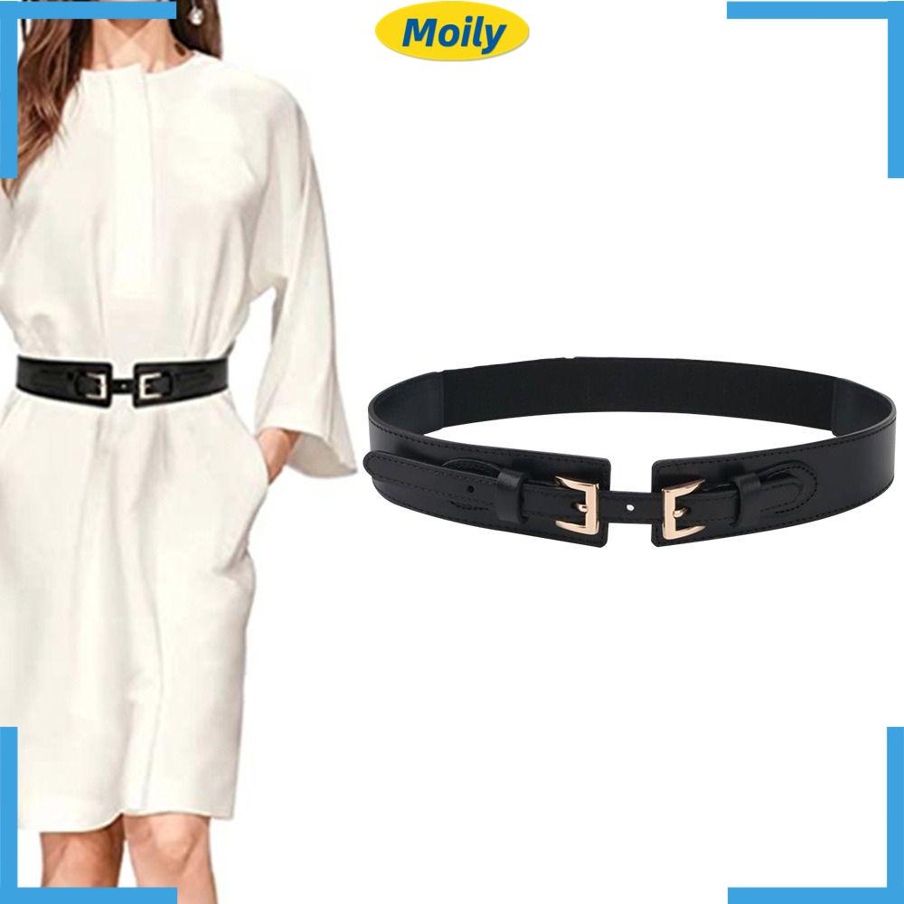 MOILYVN Thắt Lưng Da Bản To Co Giãn Phong Cách Vintage Sang Trọng