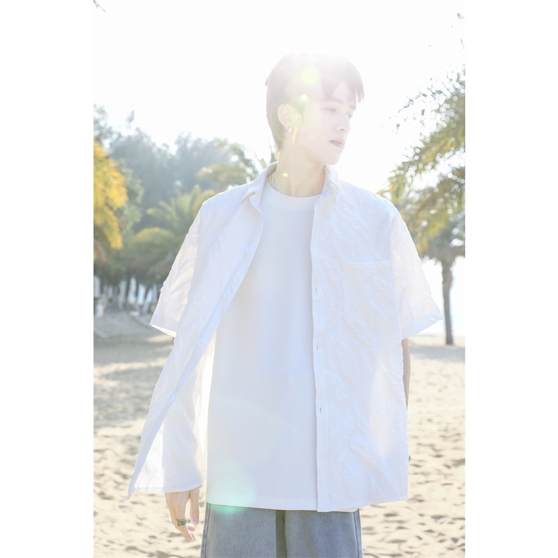 Áo Sơ Mi Đen Tay Ngắn In Họa Tiết Hoa Phong Cách Trung Quốc Thời Trang Mùa Hè Cho Nam