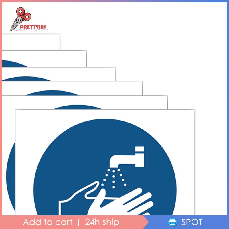 Bộ 6 Miếng Dán Biển Báo Rửa Tay Cho Nhà Vệ Sinh