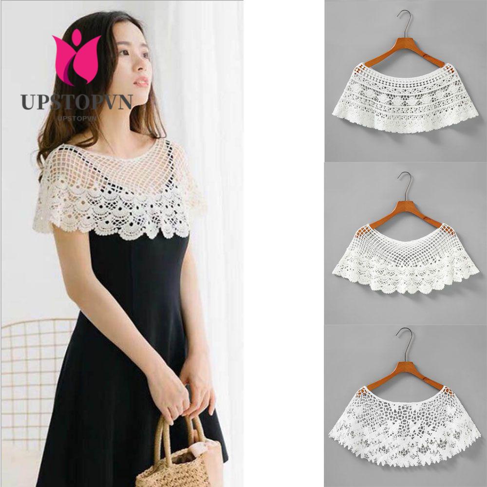 UPSTOPVN Áo Khoác Poncho Phối Ren Phong Cách Cổ Điển Cho Nữ