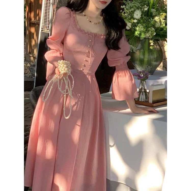 Đầm Hồng Thời Trang Pháp 2023 Mới Mẻ Nữ Tính Ngọt Ngào