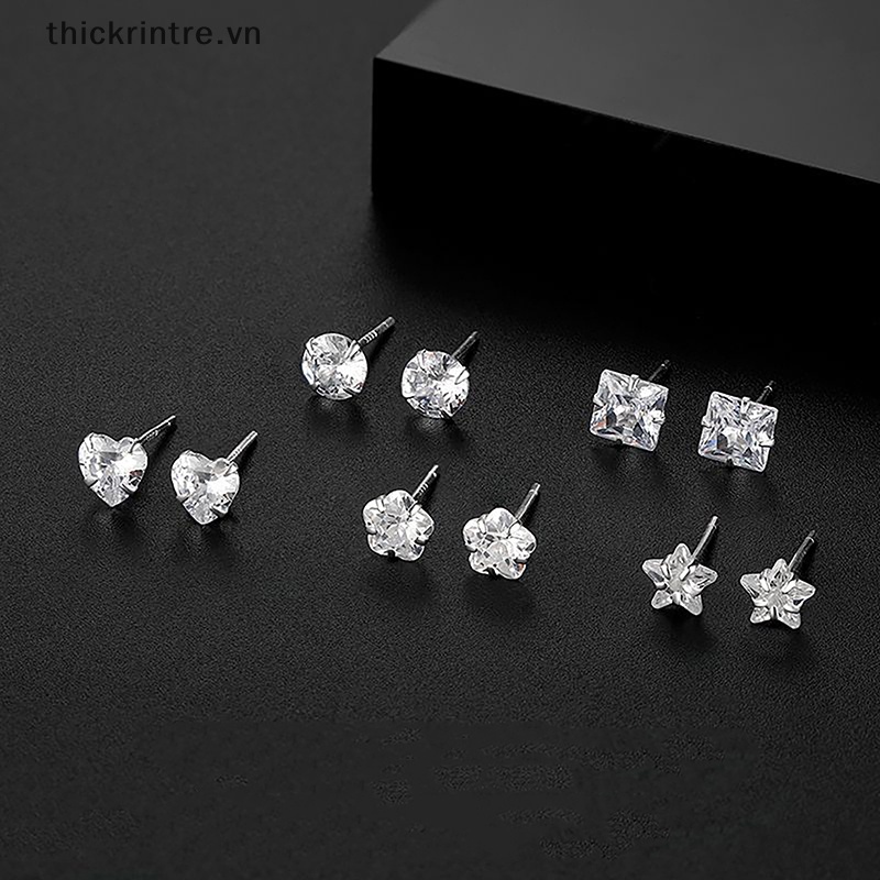 Bông Tai Mạ Bạc 999 Đính Đá Zircon Kiểu Dáng Đơn Giản Cho Nữ