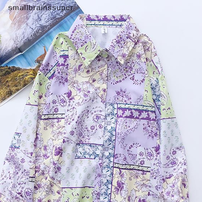 Áo Sơ Mi Dài Tay Dáng Rộng In Họa Tiết Hoa Thời Trang Mùa Hè Cho Nữ