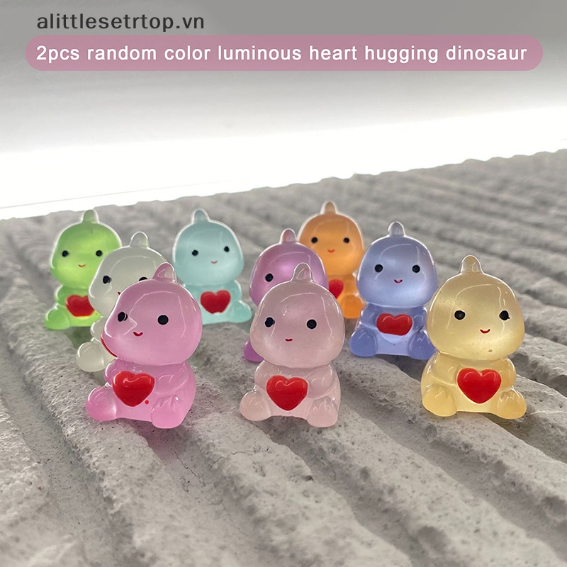 Alittlesetrtop 2 cái phim hoạt hình tình yêu khủng long trang trí kawaii nhựa phát sáng đồ trang trí xe.