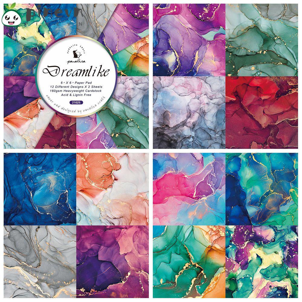 PINEVN Set 24 Tấm Thẻ Giấy 6 "X6" Hỗn Hợp Họa Tiết Màu Nước Trang Trí Thủ Công Đa Ứng Dụng