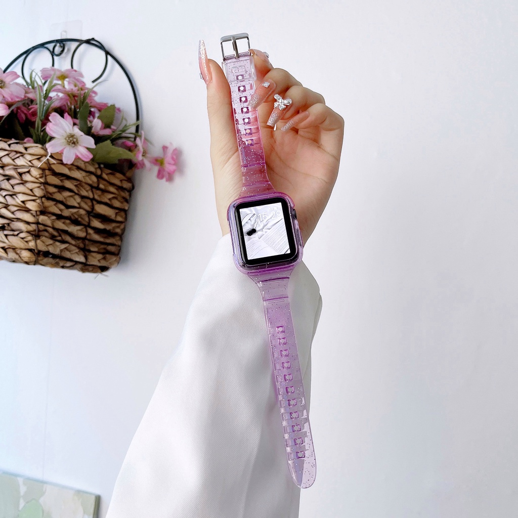 Dây Đeo Thay Thế Bằng TPU Trong Suốt Lấp Lánh Cho Apple Watch