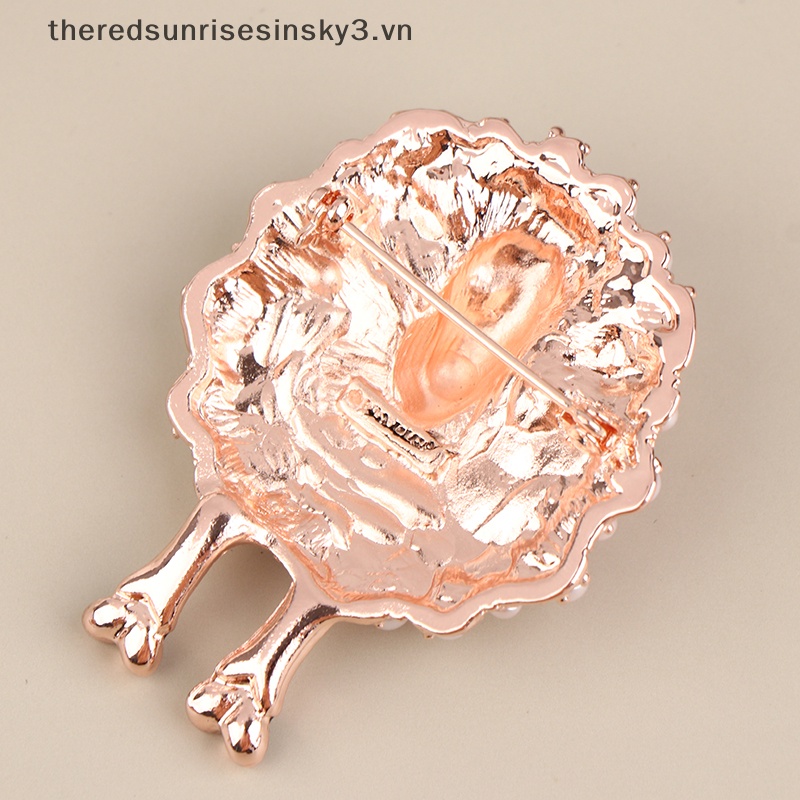 Ghim Cài Áo Hình Chú Cừu May Mắn Đính Ngọc Trai Giả Bằng Hợp Kim Thời Trang