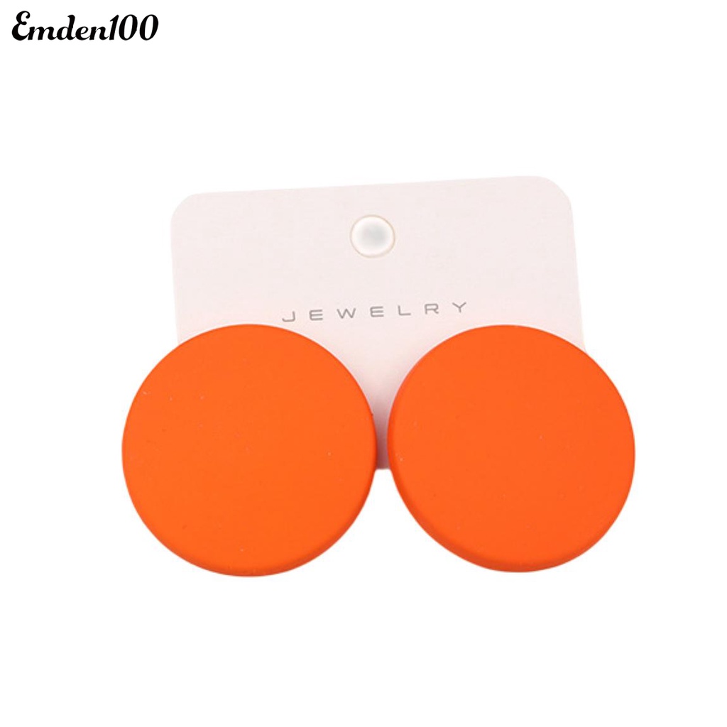 1 Đôi Bông Tai Tròn Lớn Màu Kẹo Thời Trang Nữ Tính