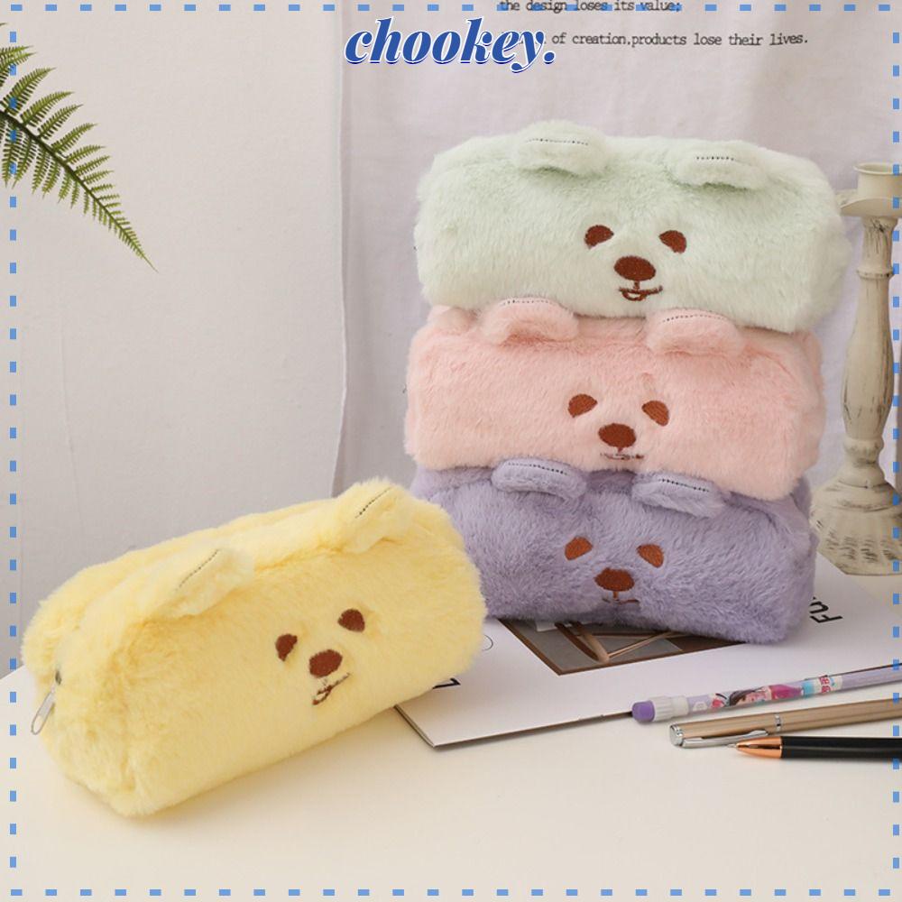 CHOOKEY Túi Đựng Bút Bằng Vải Mềm Hình Gấu Hoạt Hình Để Bàn Sắp Xếp Gọn Gà
