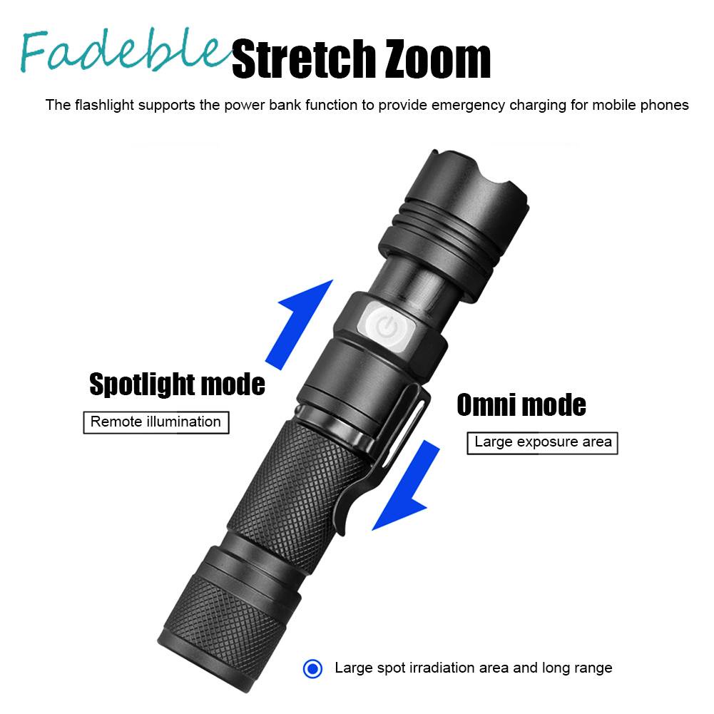 Đèn Pin LED XHP50 800LM 5 Chế Độ 1200mAh Sạc USB Tiện Dụng