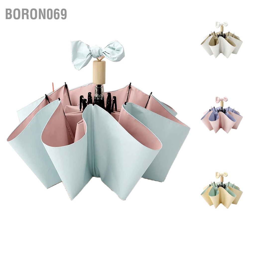 Boron069 Dù Du Lịch Màu Kem Nắng Chống Mưa Tia UV Có Thể Gập Lại Di Động Cho Nam Nữ