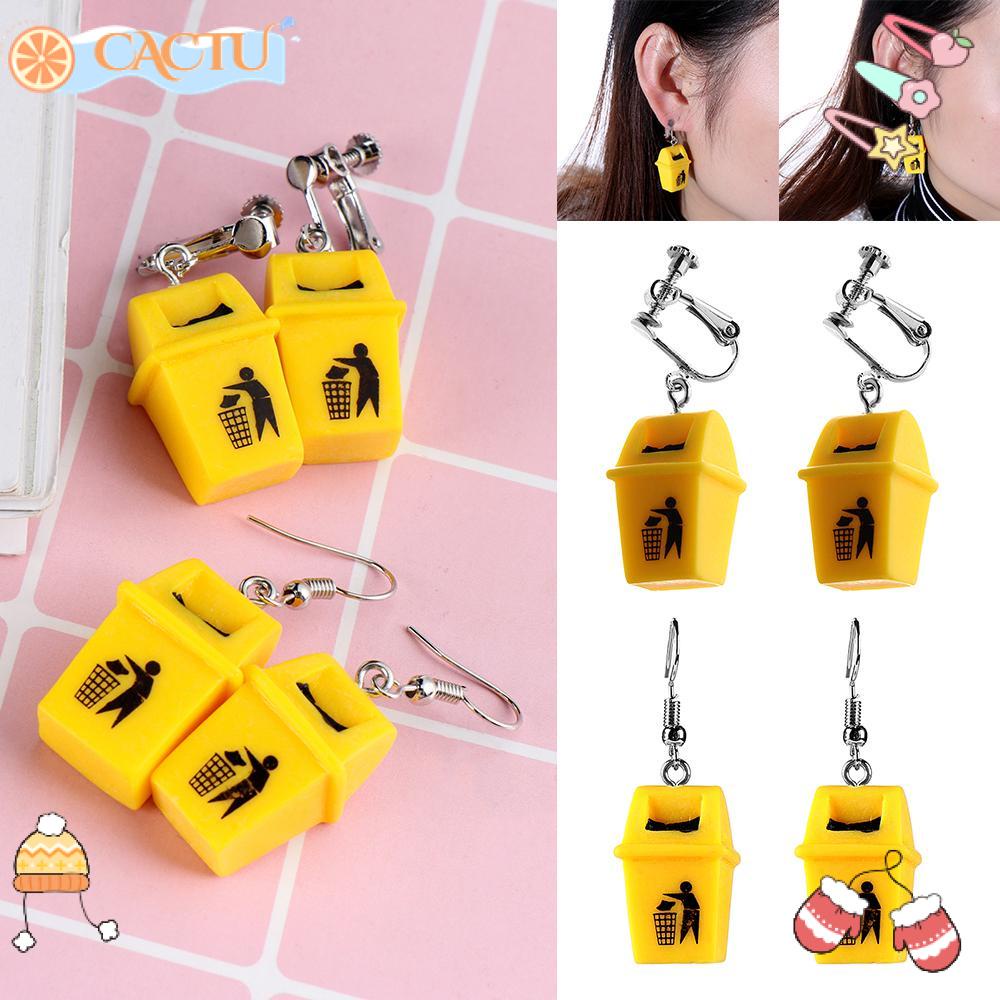 CACTU 1 Đôi Bông Tai Hình Thùng Rác Ngộ Nghĩnh
