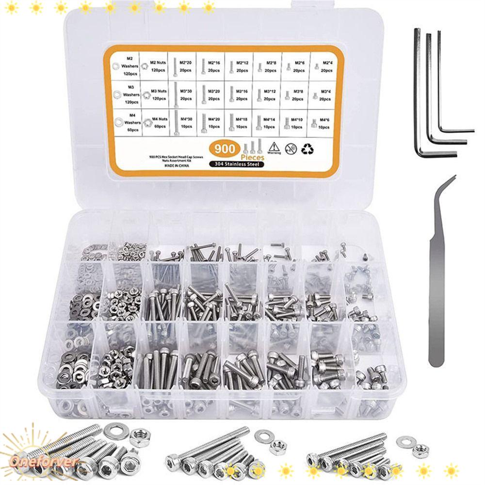 FOREVER Bộ 900 Đai Ốc Và Đai Ốc M2 M3 M4 18 Kích Cỡ Bằng Thép Không Gỉ 304