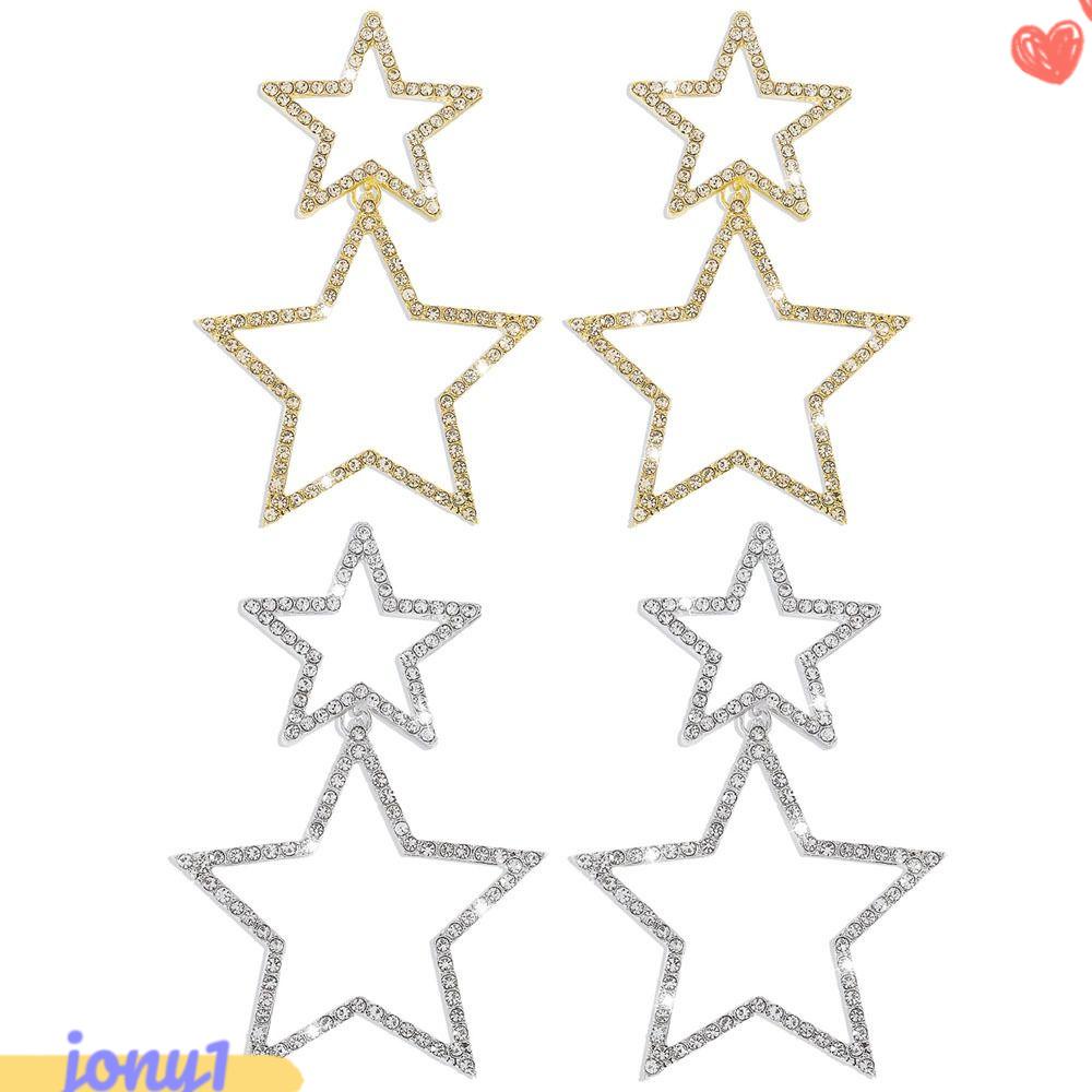 JONYE Khuyên Tai Ngôi Sao Năm Cánh Đính Đá Thời Trang