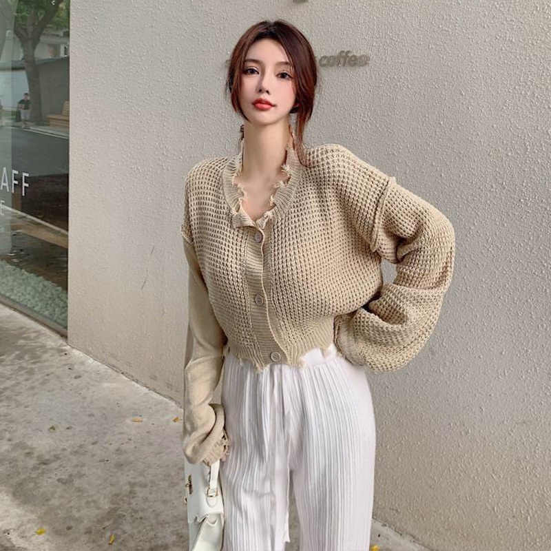 Áo Khoác Dệt Kim Tay Dài Dáng Rộng Phong Cách Hàn Quốc Thời Trang Mùa Thu Cho Nữ