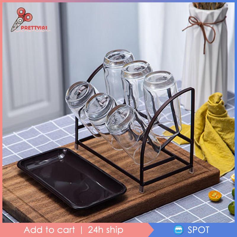 Giá Đỡ Phơi Khô Cốc Nước / Đồ Dùng Nhà Bếp 6 Móc Bằng Kim Loại Tiện Dụng