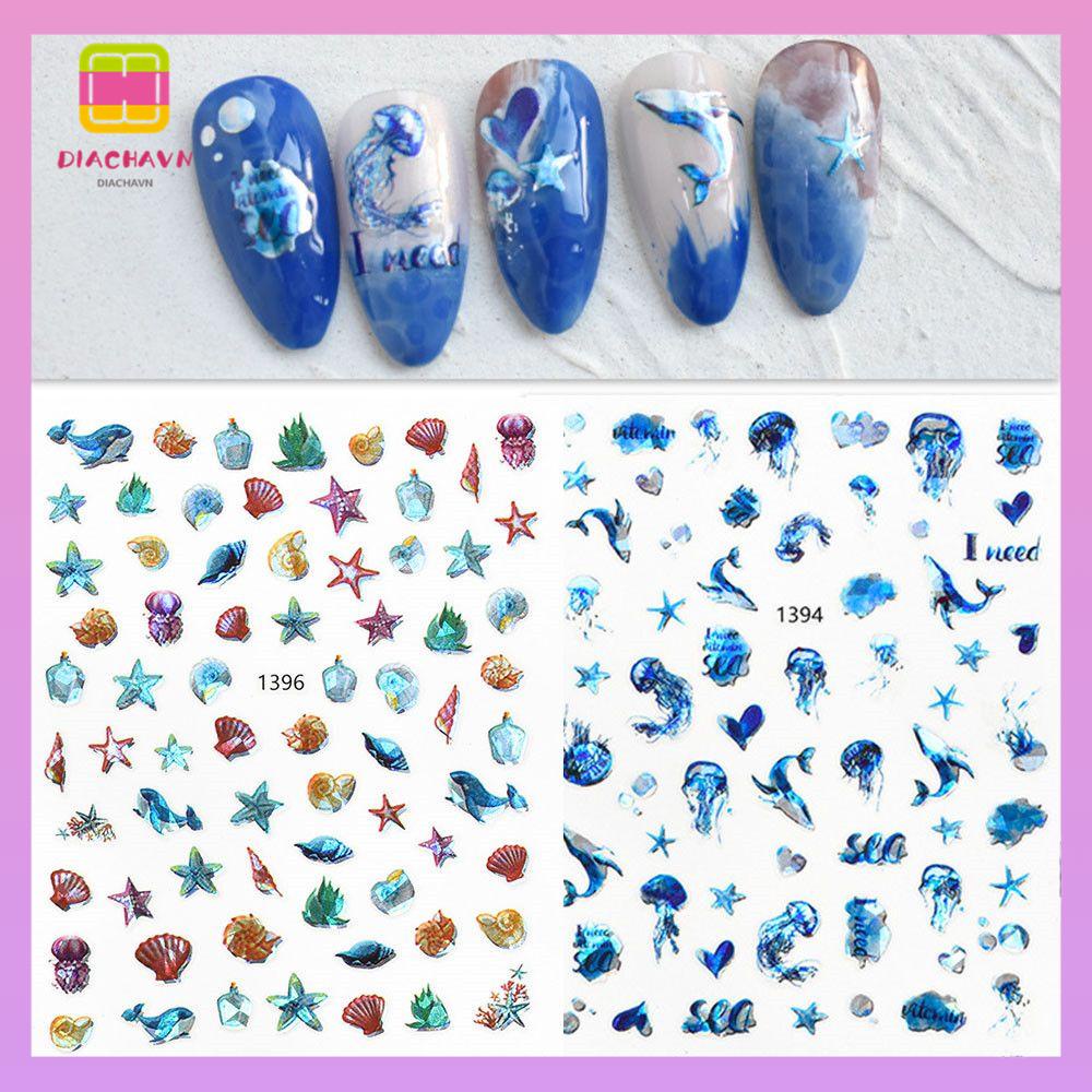 DIACHAVN 1 Miếng Dán Trang Trí Móng Tay Chống Nước