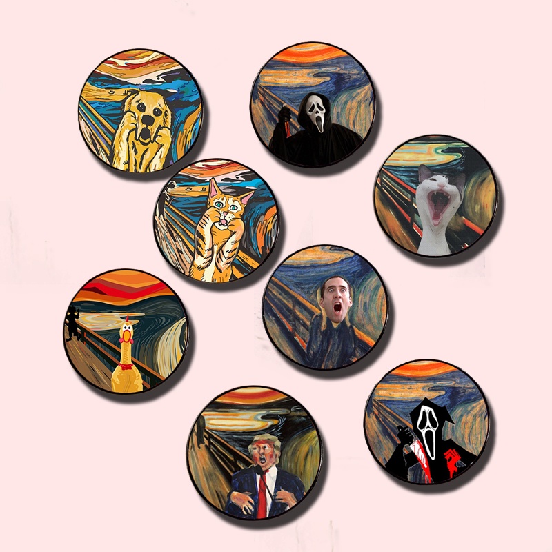 Huy Hiệu Cài Áo Hình Tranh Sơn Dầu Sáng Tạo