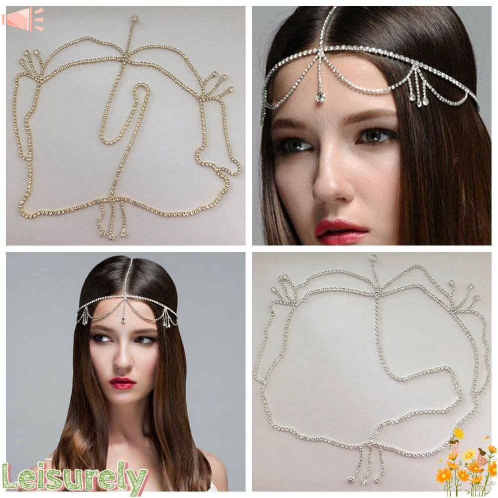 LEILY Dây Trang Sức Cài Tóc Màu Sắc Vàng Phong Cách Bohemian Dành Cho Cô Dâu