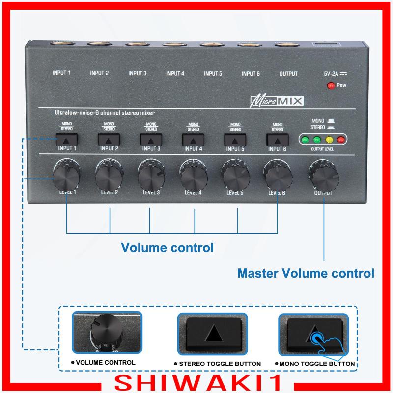 Bộ Thiết Bị Trộn Âm Thanh 6 Đầu Vào Mini Chuyên Dụng Cho Máy Trộn CD / Guitar Bass