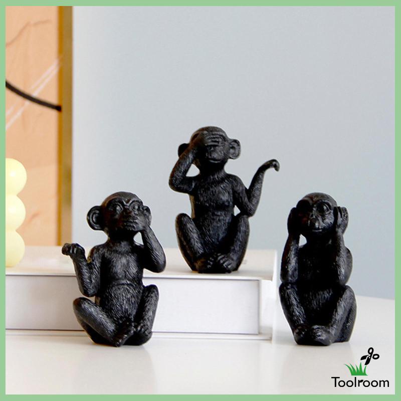 Set 3 Tượng Khỉ Sáng Tạo Trang Trí Lối Đi