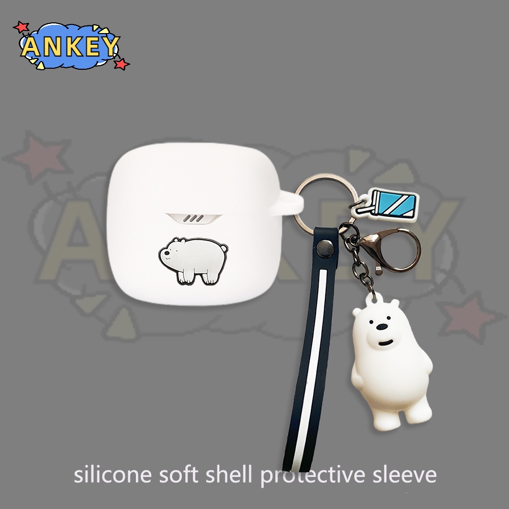 For JBL Tune Flex 225 220 Buds Beam Earphone Silicone Case Cute Panda Earbuds Protective Headphone Cover Headset with Pendant