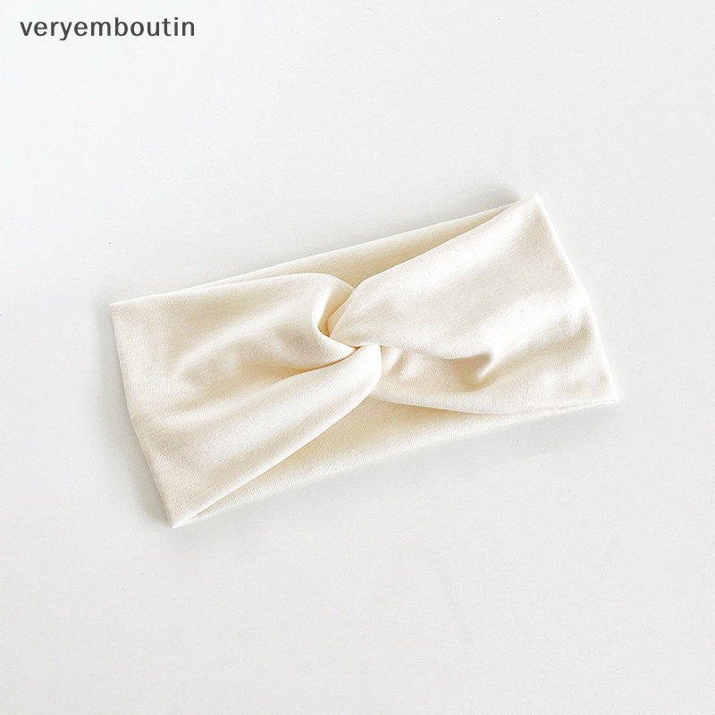 Băng Đô Cài Tóc Co Giãn Màu Trơn Đính Nơ Chéo Thời Trang Cho Nữ