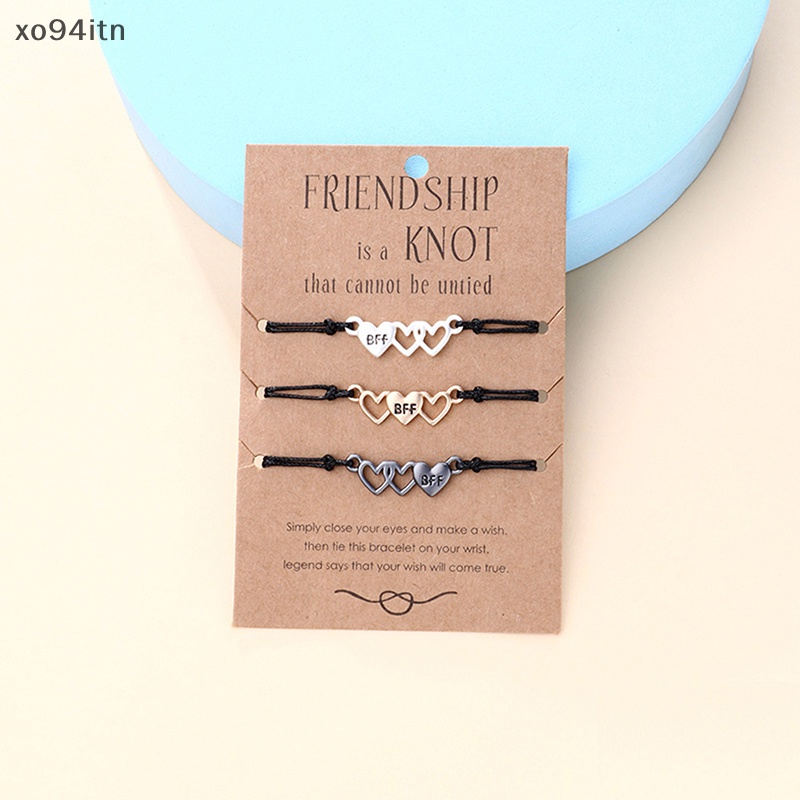 Bộ 3 Vòng Tay Dây Thừng Mặt Hình Trái Tim Thời Trang Cho Nam Và Nữ