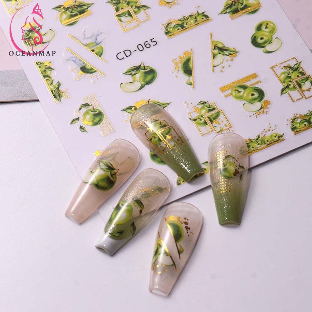 OCEANMAP Miếng Dán Trang Trí Móng Tay Hình Trái Cây Nhiều Màu Sắc DIY