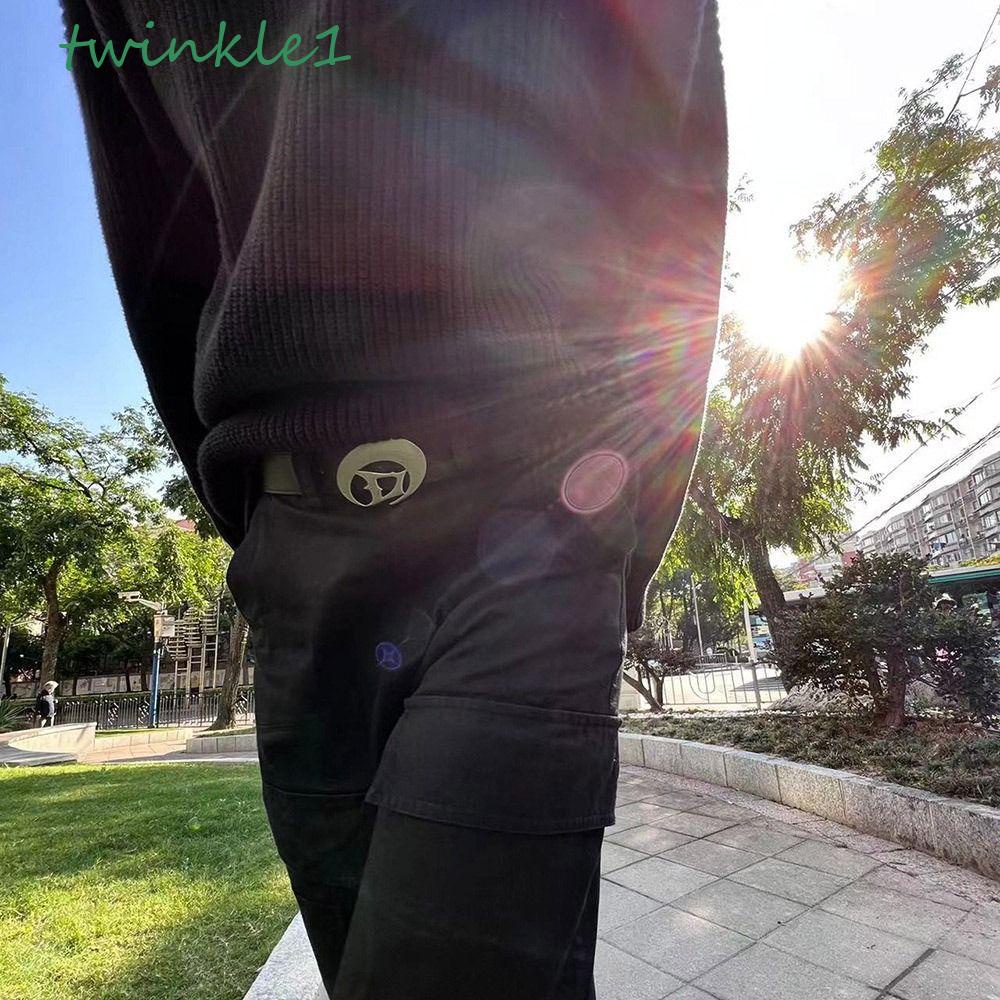 TWINKLE Thắt Lưng Khóa Kim Loại Khắc Chữ D / Mặt Trăng Khuyết Phong Cách Punk Thời Trang Cho Nam Và Nữ