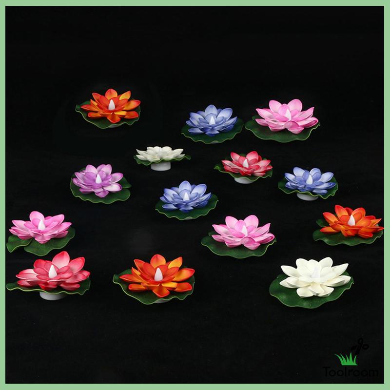 Set 6 Đèn LED Nổi Hình Hoa Sen Nhiều Màu Sắc Trang Trí Sân Vườn