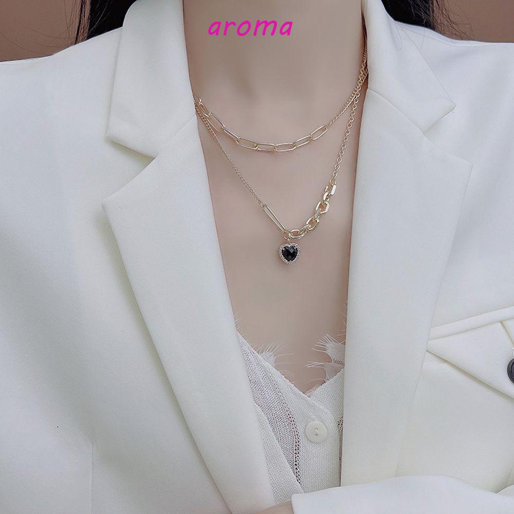AROMA Vòng Cổ Choker Mặt Trái Tim Kim Loại Sang Trọng Cho Nữ