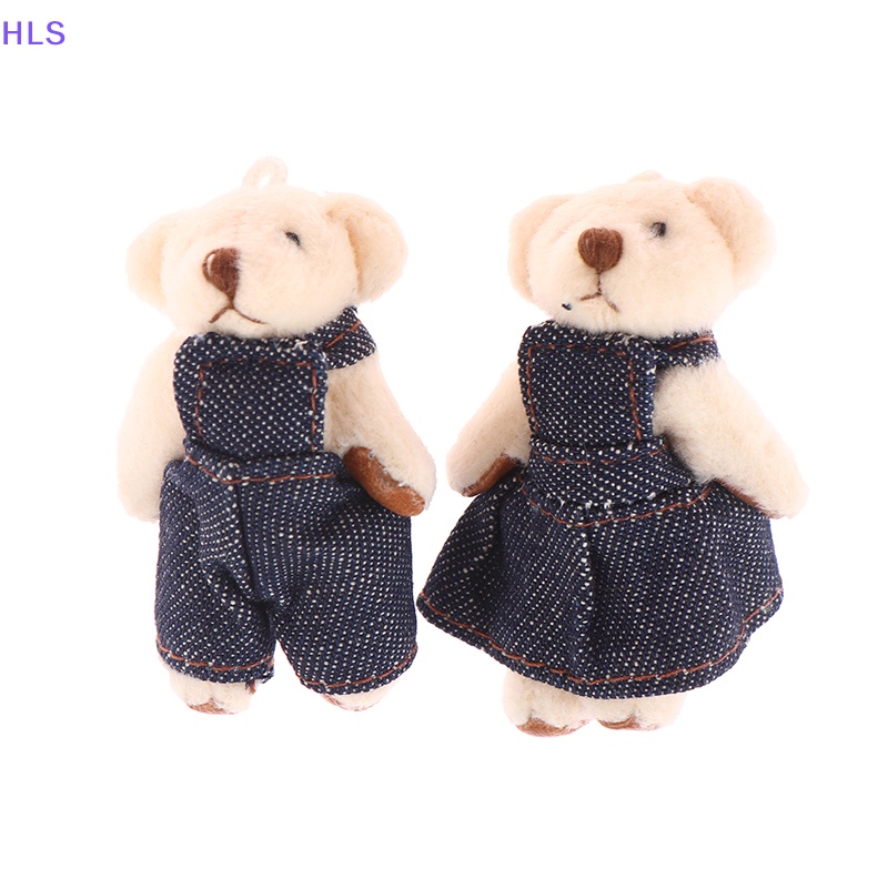 Bộ 2 Móc Khóa Hình Gấu / Thỏ Nhồi Bông Mềm Mại 5cm DIY