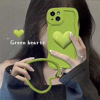 Iphone green big love wave anti-drop phone case for 7 7 plus 8 8 plus xs xr 12 13 14 pro plus promax silica gel