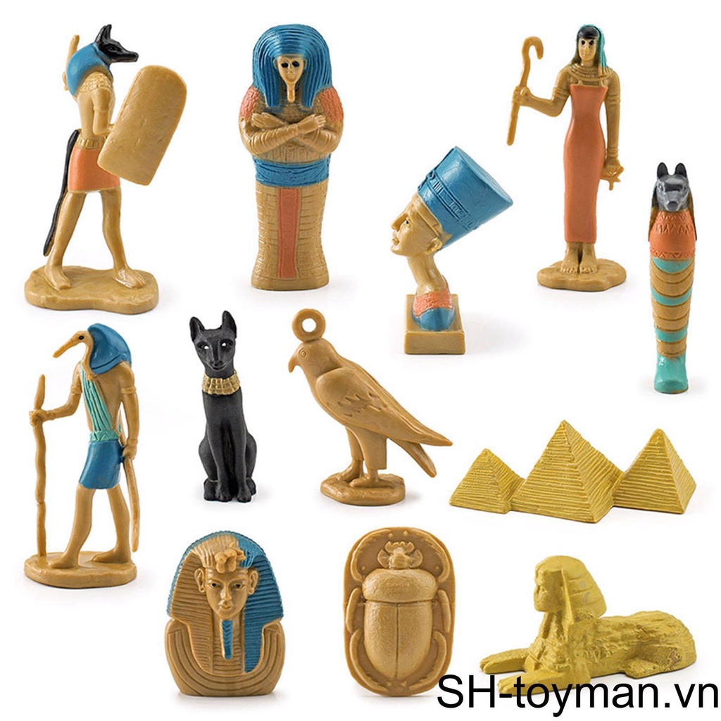 12 Bức Tượng Ai Cập Cổ Đại Nhiều Màu Sắc Trang Trí Nội Thất