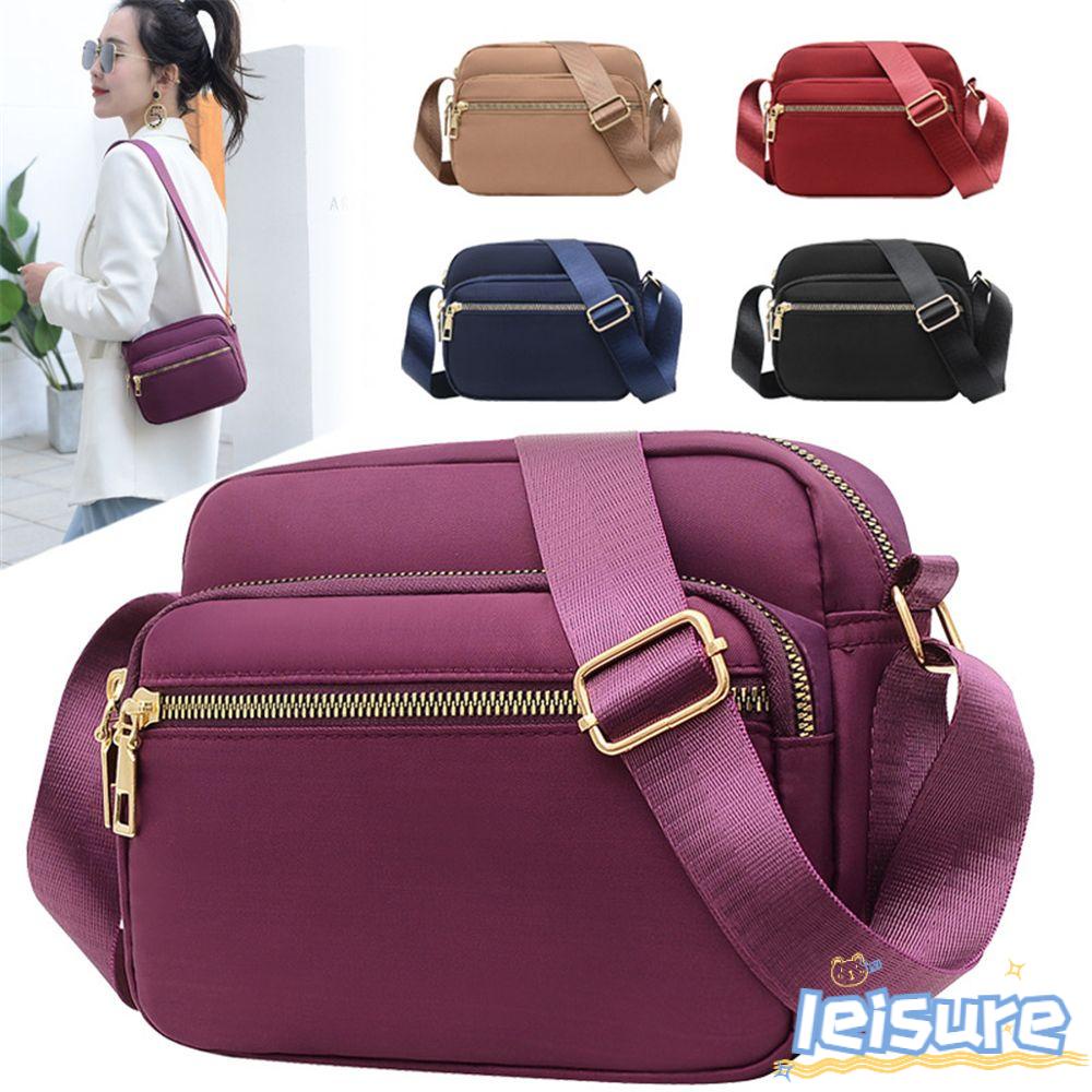 LEISURE Túi Đeo Vai Nhiều Ngăn Chống Thấm Nước Có Khóa Kéo Thời Trang