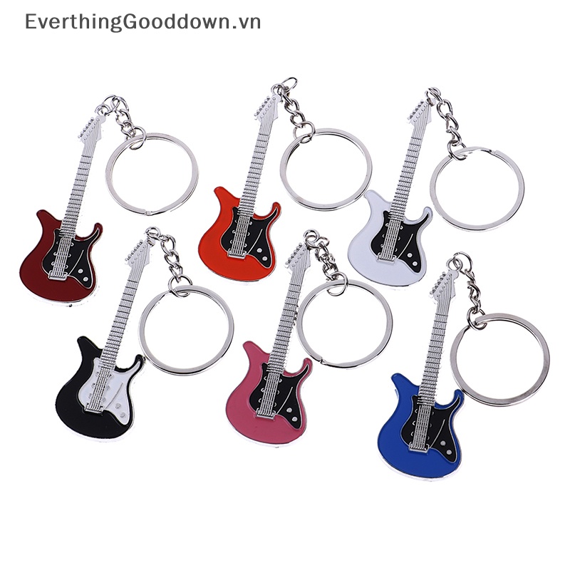Everthinggooddown Móc Khóa Hình Đàn guitar Điện mini Bằng Kim Loại Sáng Tạo