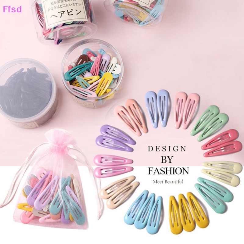 Set 10 / 20 / 30 / 40 Kẹp Tóc Dạng Trượt Nhiều Màu Sắc Ngọt Ngào Thời Trang Cho Nữ