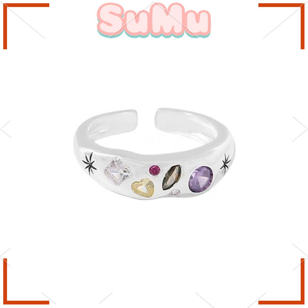 SUMU Set 5 Nhẫn Hở Bằng Kim Loại Nhiều Màu Sắc Thời Trang Kpop