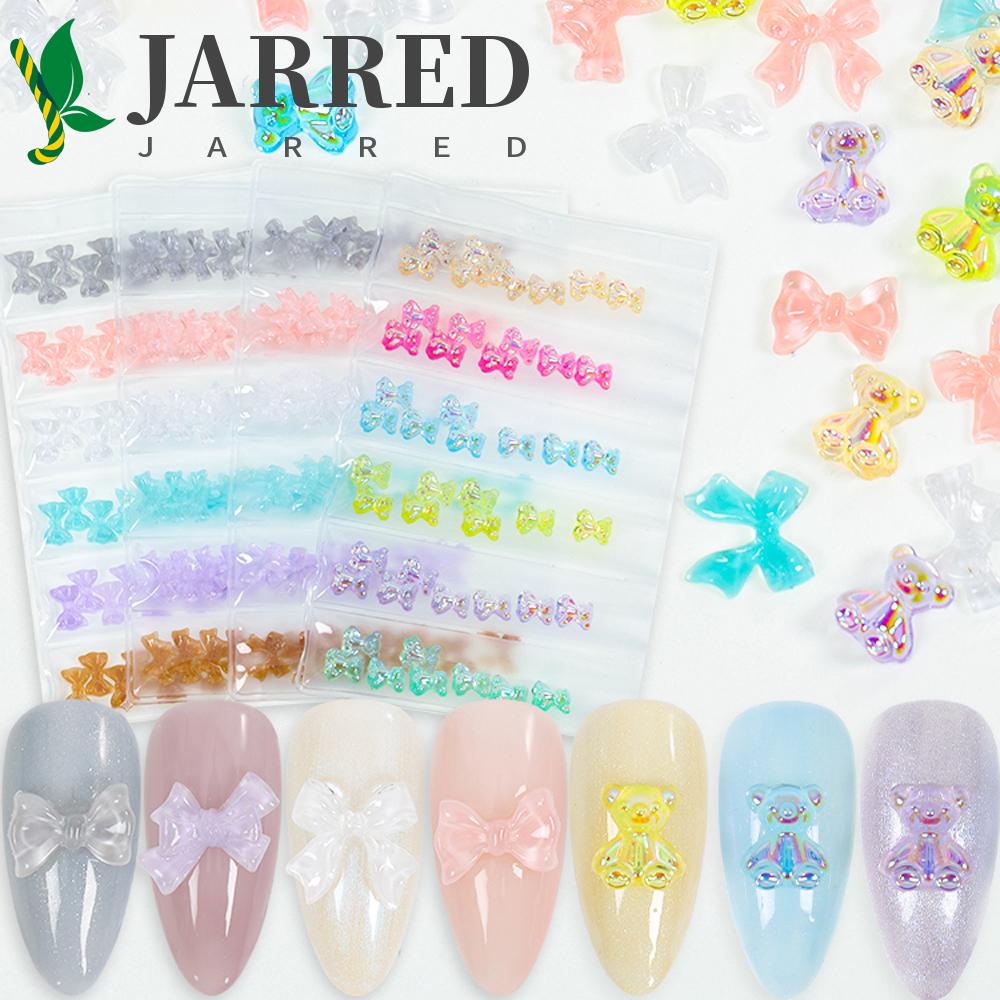 JARRED Phụ Kiện Trang Trí Móng Tay Nghệ Thuật Hình Gấu Và Nơ Xinh Xắn