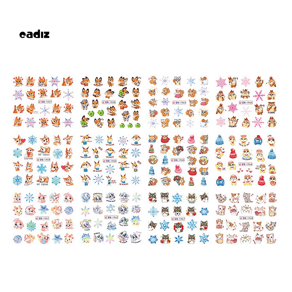 Miếng Dán Trang Trí Móng Tay Nghệ Thuật Hiệu Ứng Màu Sắc Tươi Sáng Lâu Trôi Dễ Tháo Gỡ Bằng PVC Họa Tiết Giáng Sinh