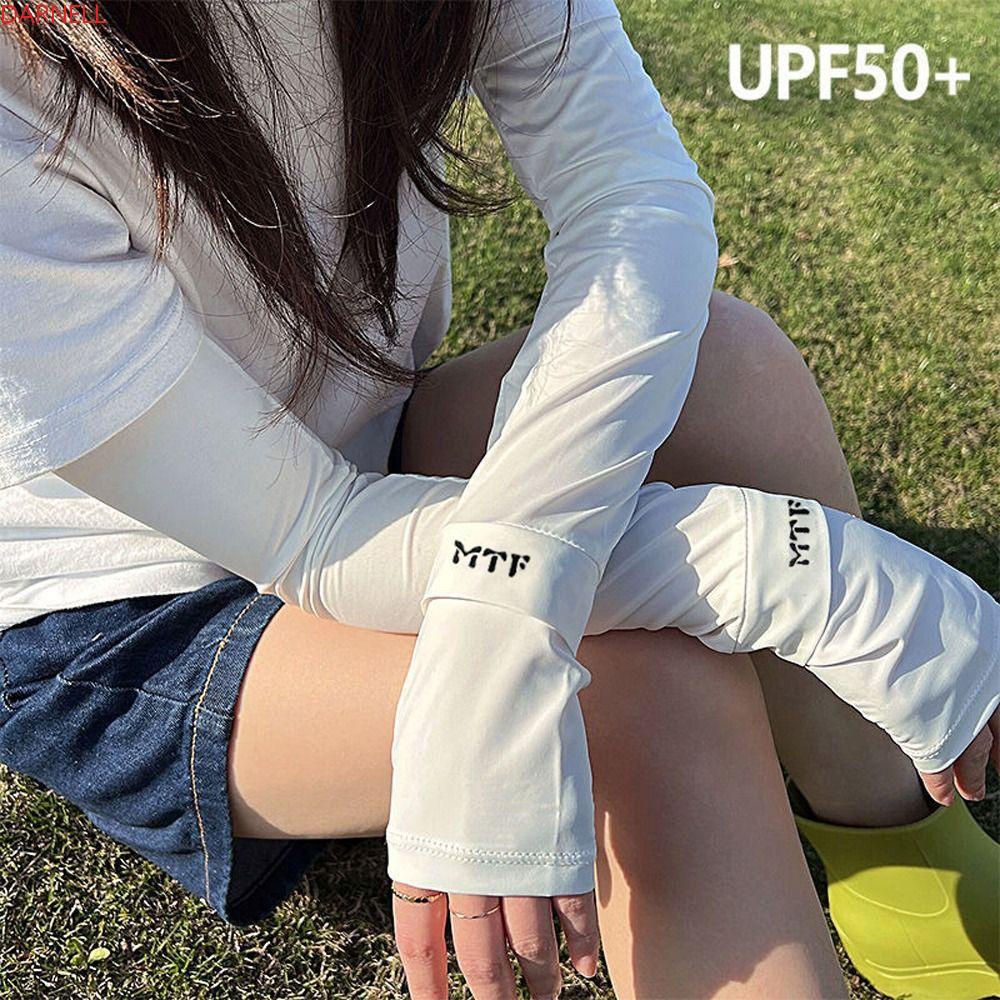 DARNELL Vỏ Bọc Cánh Tay Chống Tia UV Màu Trơn In Chữ Phong Cách Thể Thao Thời Trang Mùa Hè