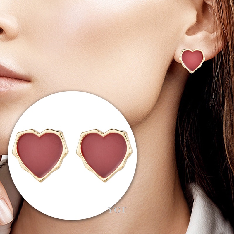 Khuyên Tai Hình Trái Tim Bằng Thép Không Gỉ Dễ Thương Cho Nữ