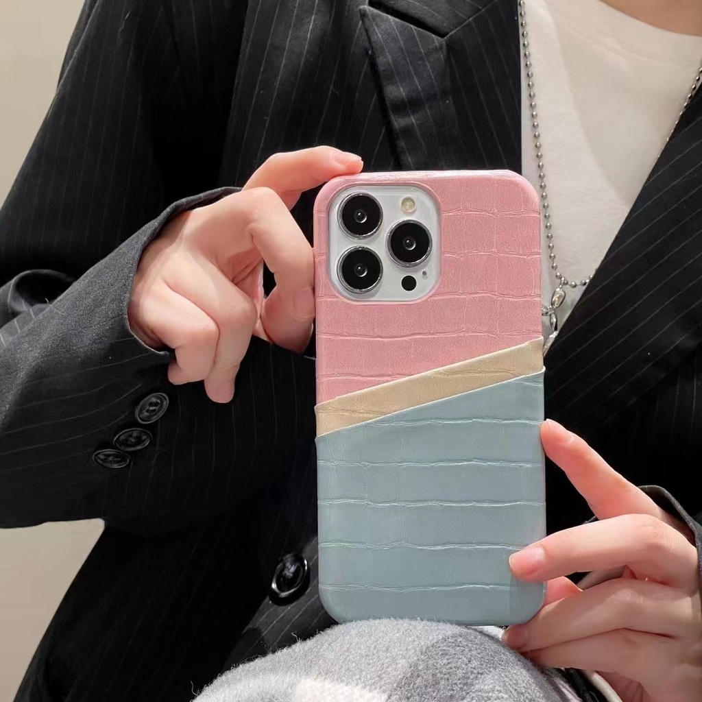 Ốp Điện Thoại Da Cá Sấu Có Ngăn Đựng Thẻ Cho iPhone14 14promax 14pro 13 13promax 13pro 12 12promax 12pro 11 11promax